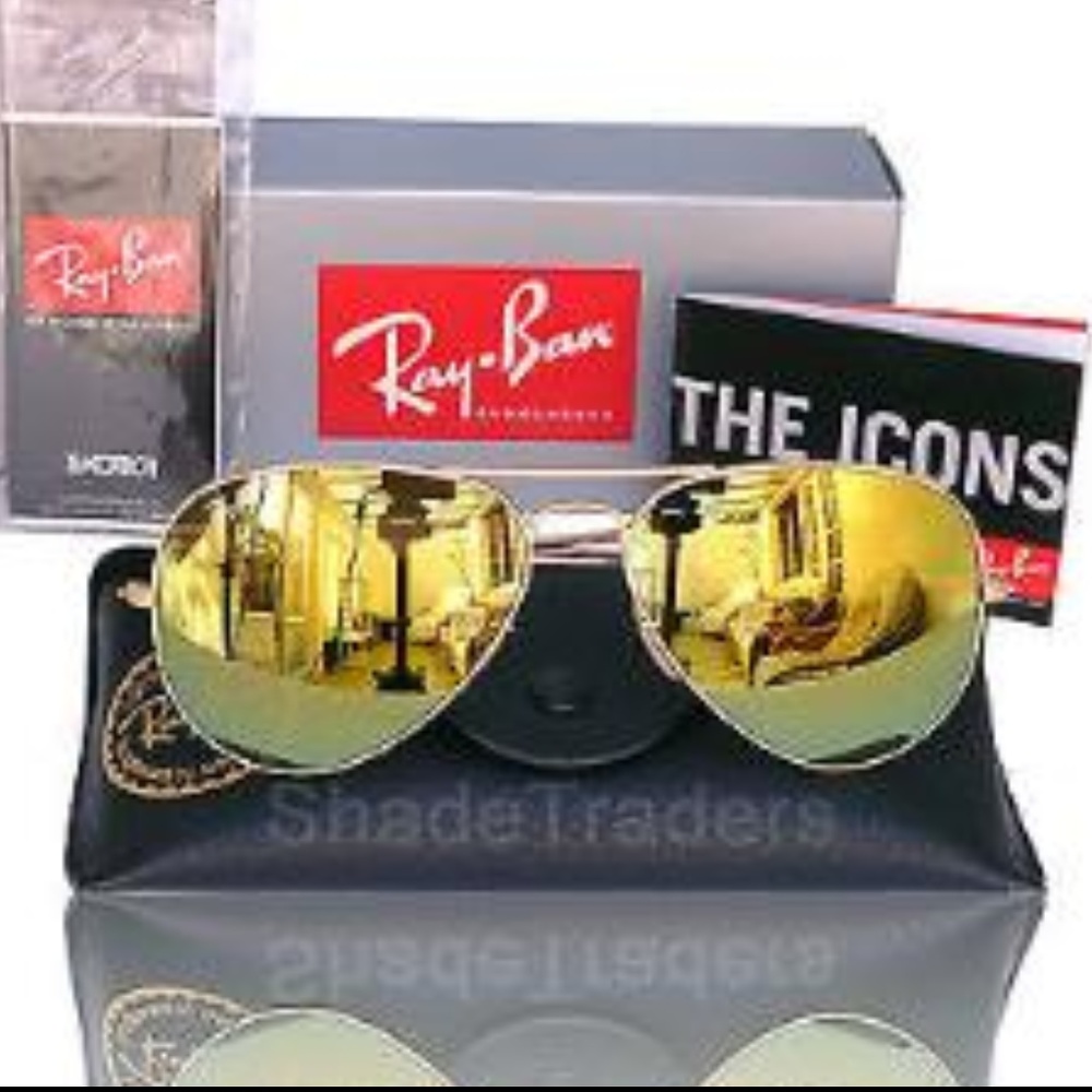 BRAND NEW RAY BAN AVIATOR GOLD YELLOW